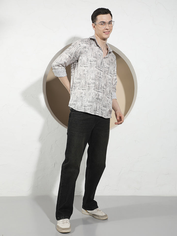 Beige Floral Print Shirt
