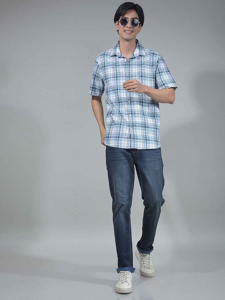 Blue Checked 100% Cotton Shirt