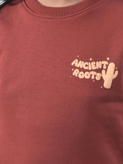 All-Day Comfort Red Knitted Sweatshirt