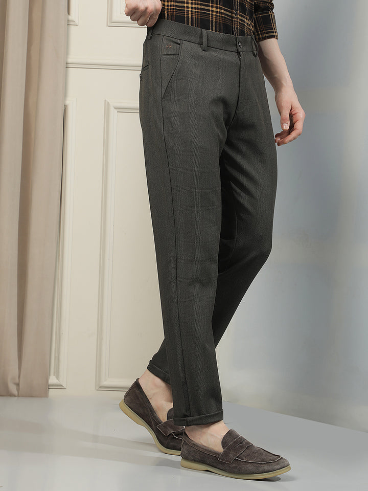 Tailored Obsidian Black Checked Trousers