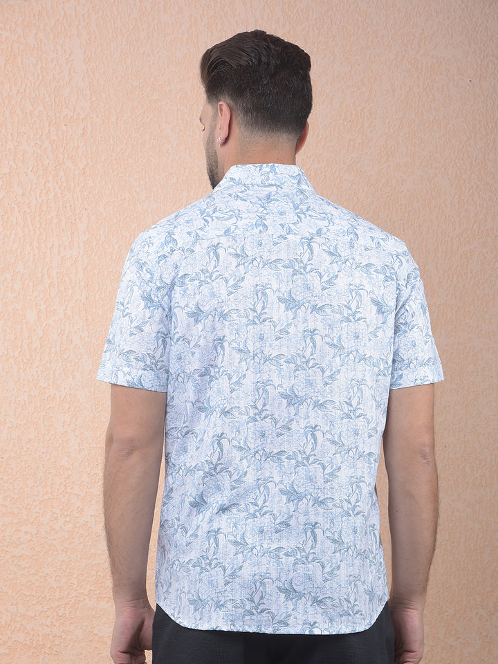 Blue Floral Print Shirt