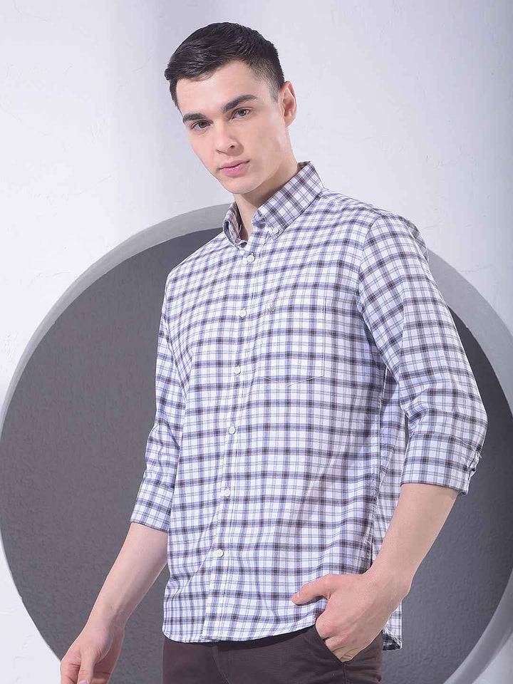 Brown Checked 100% Cotton Shirt