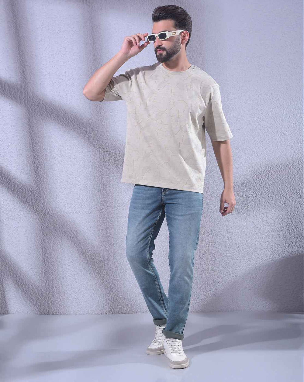 Beige Jacquard T-Shirt