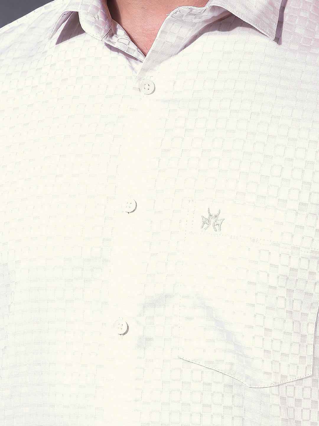 Beige Geometric Print 100% Cotton Shirt