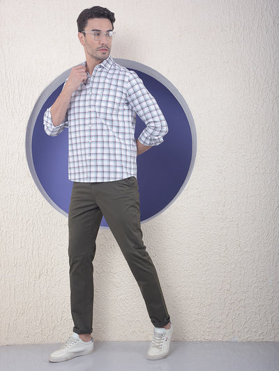 Checked 100% Cotton White Shirt