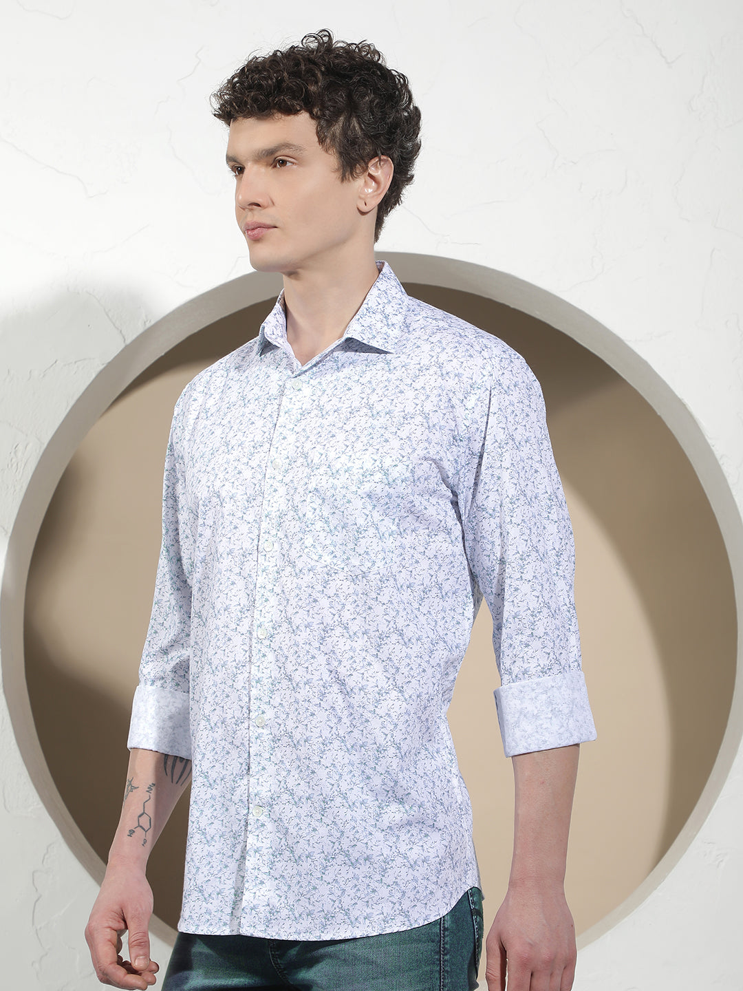 Blue Floral Print Shirt