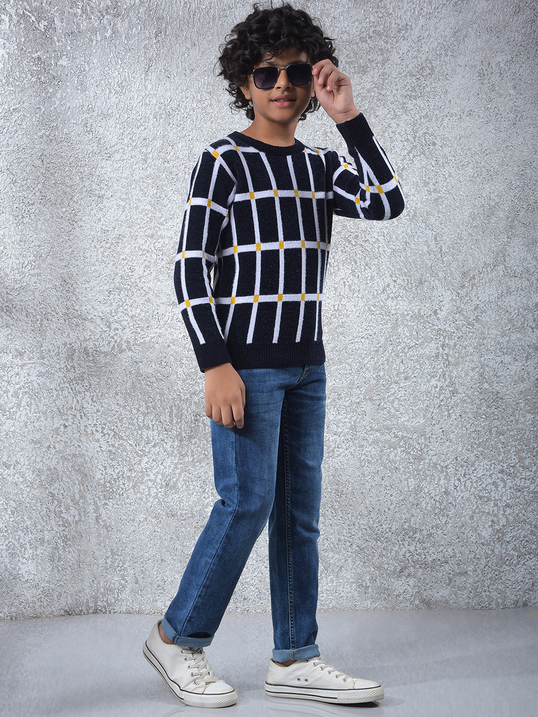 Bold Signal Black Checked Sweater