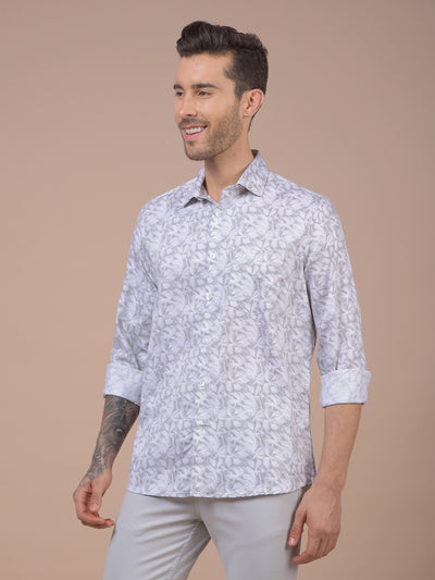 Grey Floral Print Shirt