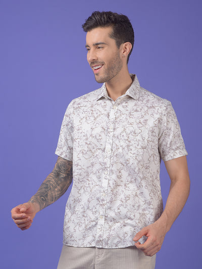 White Printed 100% Cotton Shirt