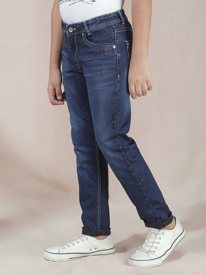 Edgy Dark Wash Navy Blue Jeans