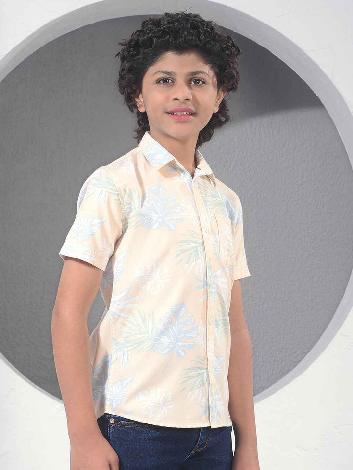 Yellow Floral Print 100% Cotton Shirt