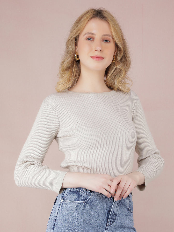 Beige Cropped Sweater