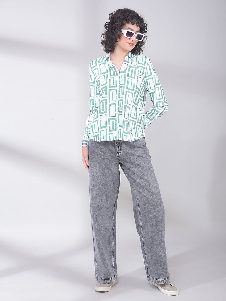 Green Printed Shirt