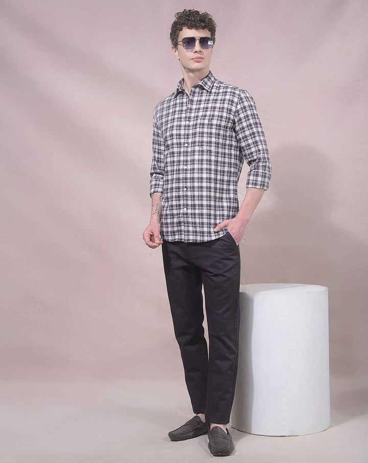 Purple Checked 100% Cotton Shirt