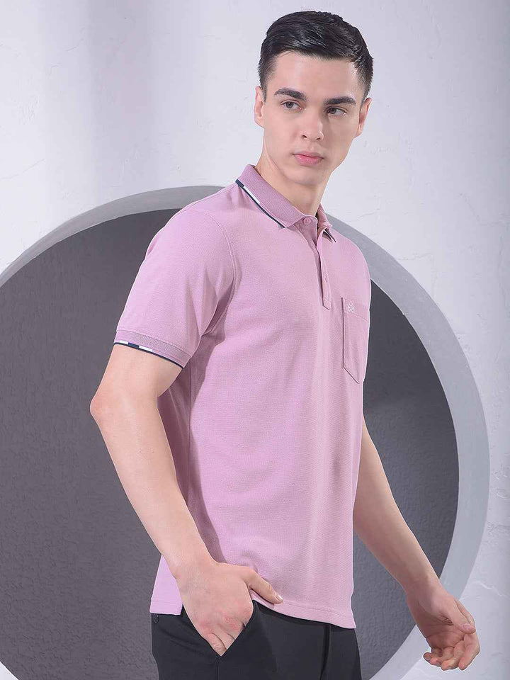 Pink Polo Neck T-Shirt