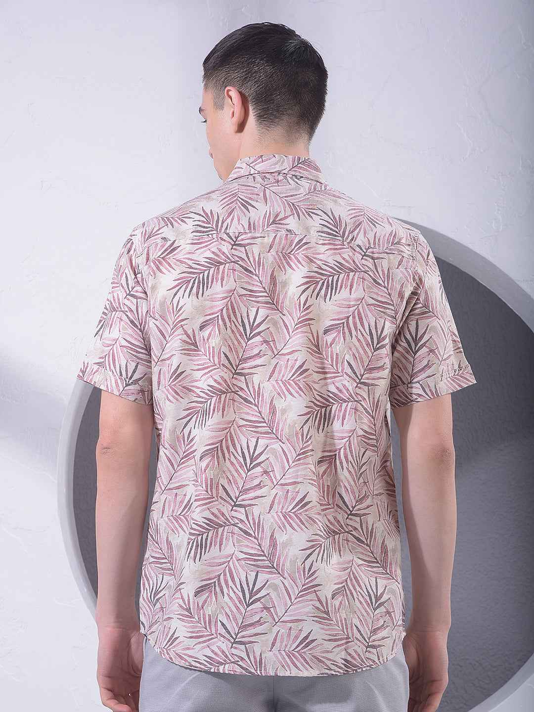 Purple Floral Print Linen Shirt