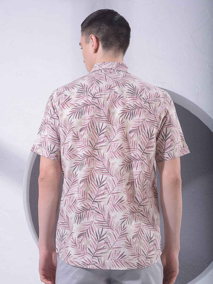Purple Floral Print Linen Shirt