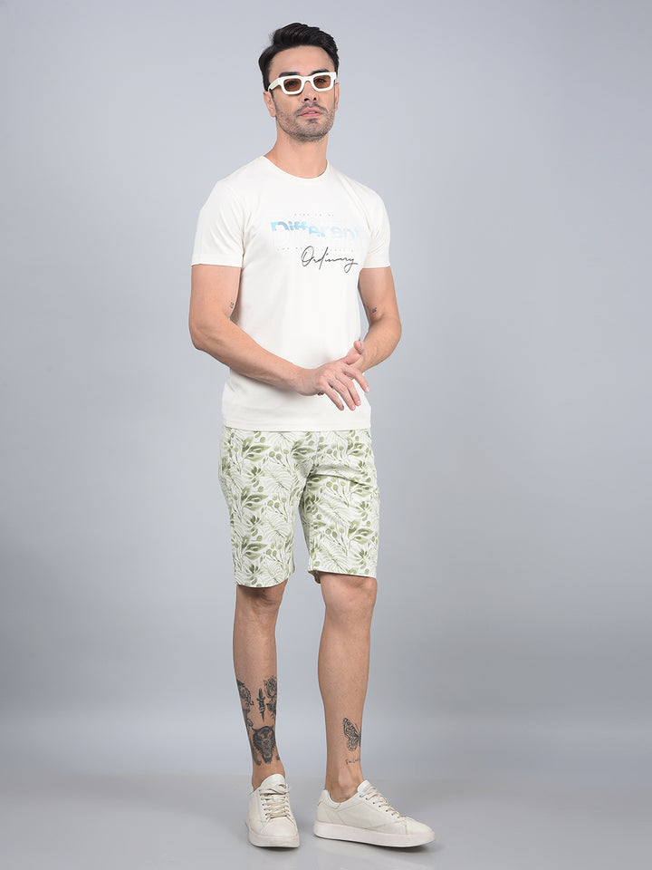 Cream Typographic Print T-Shirt