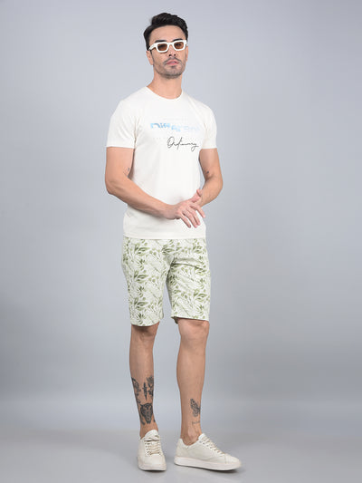 Cream Typographic Print T-Shirt