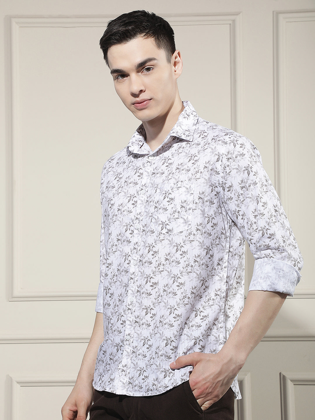 Brown Floral Print Shirt