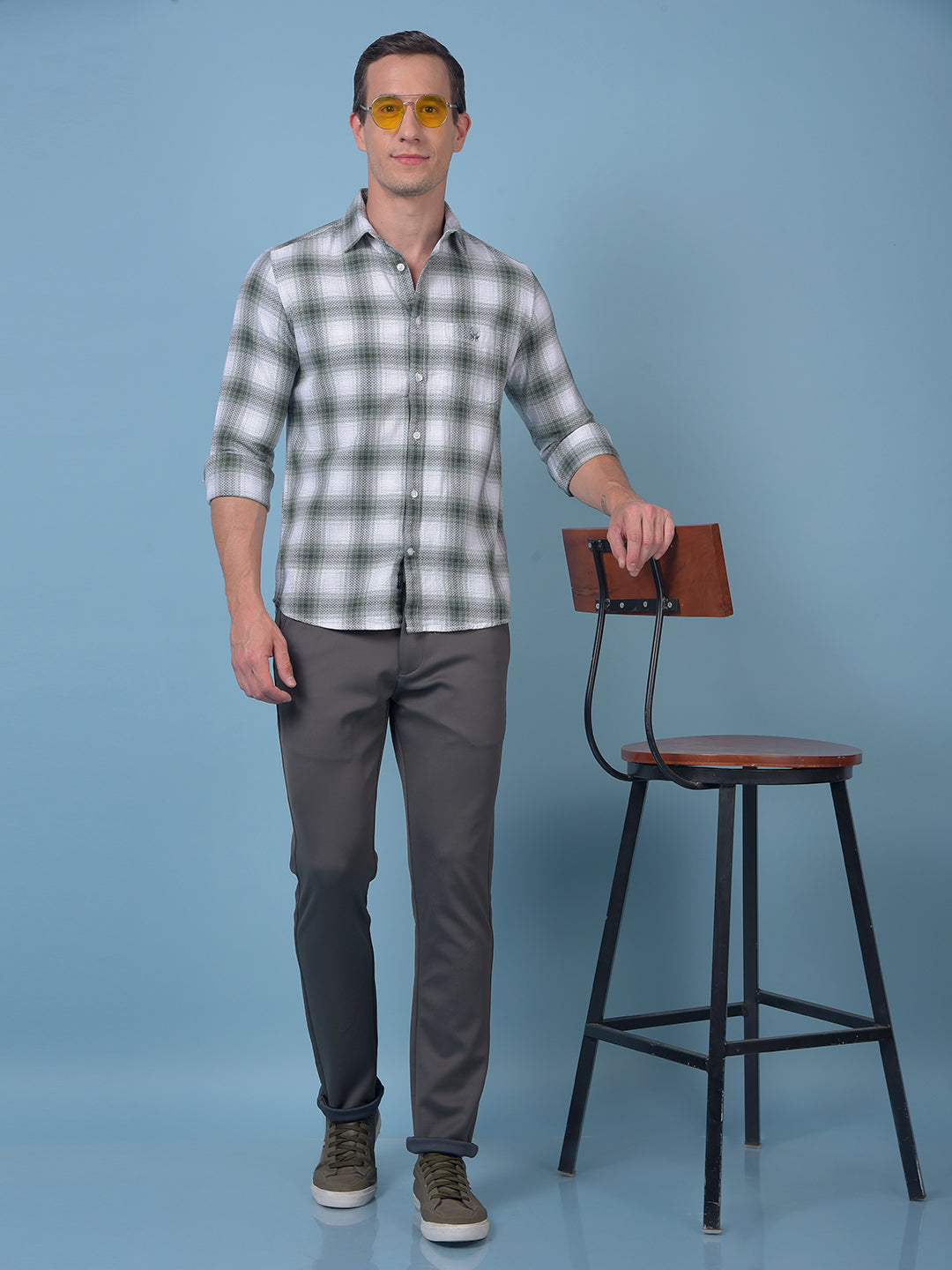 Green Checked 100% Cotton Shirt