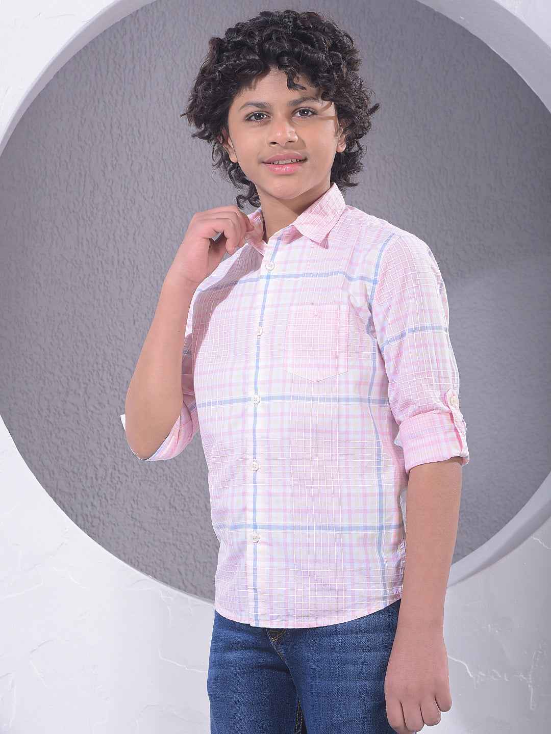 Pink Checked 100% Cotton Shirt