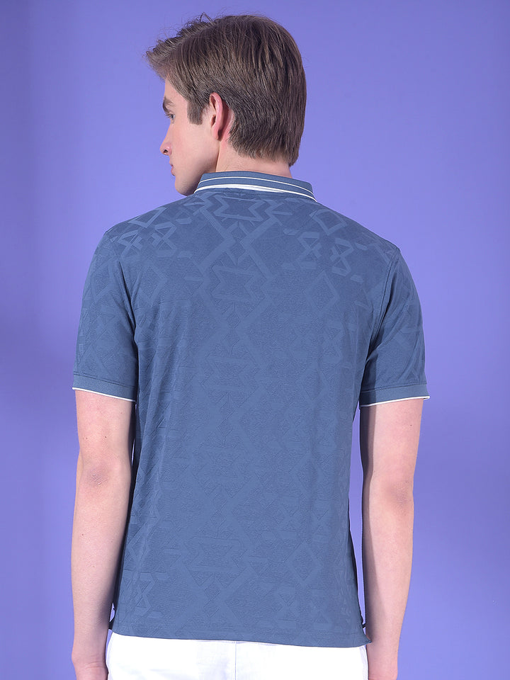 Blue Jacquard Polo T-Shirt