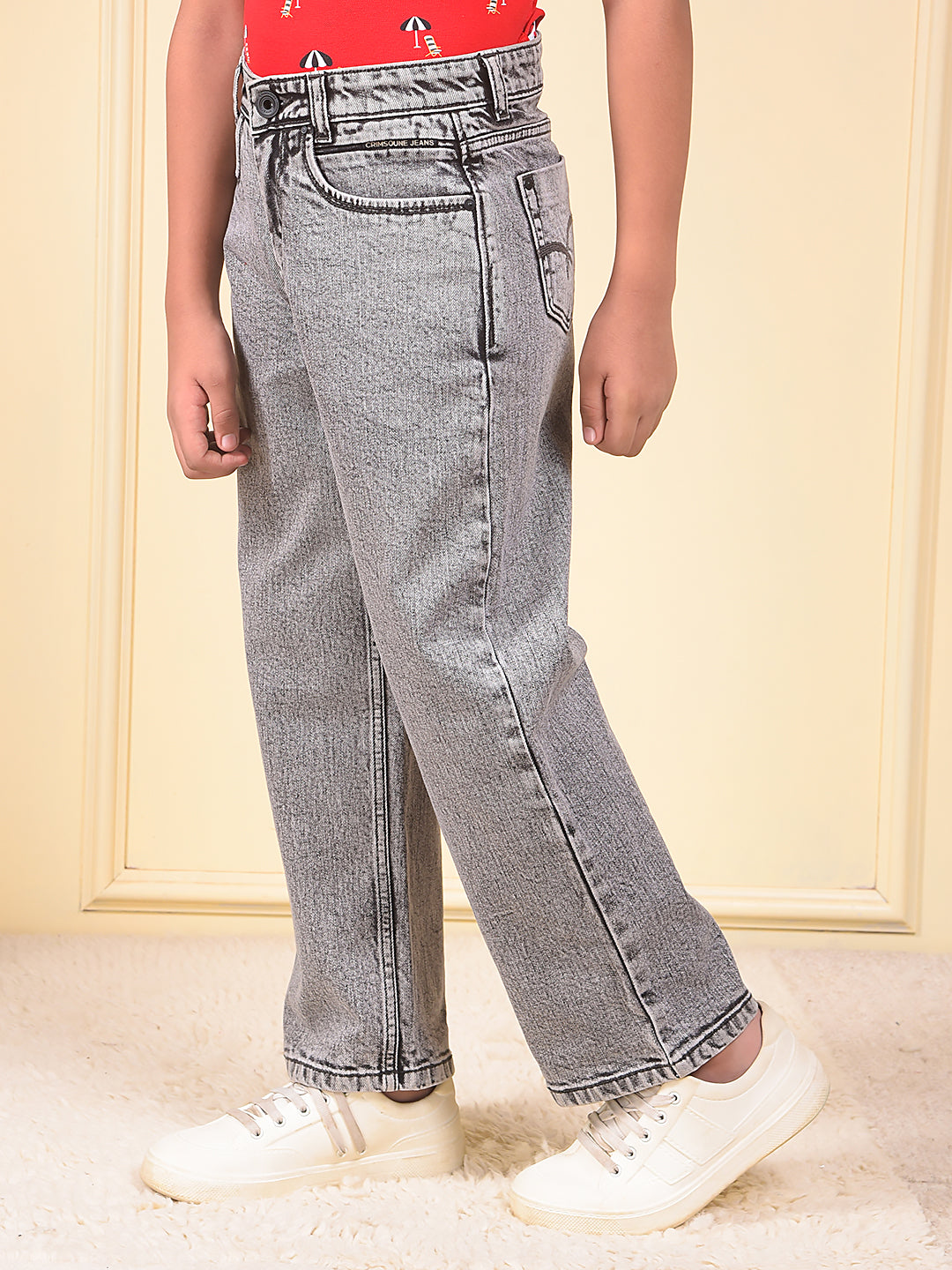 Grey Heavy-Fade Baggy Jeans