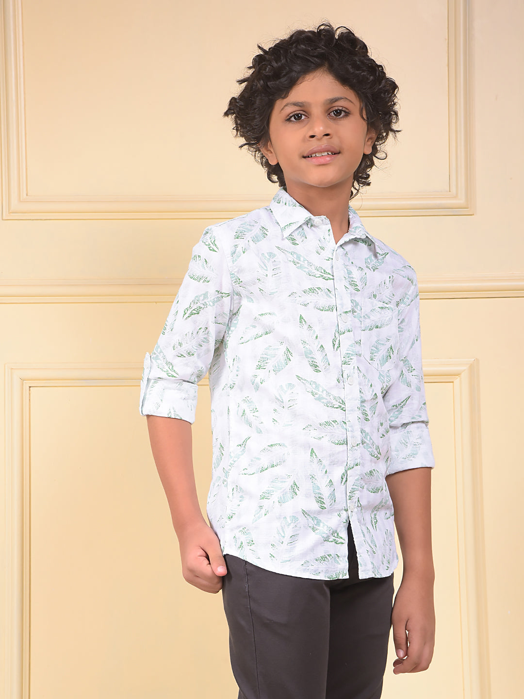 Green Floral Print 100% Cotton Shirt