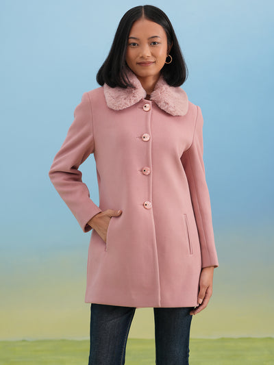 Dusty Pink Classic Woolen Coat