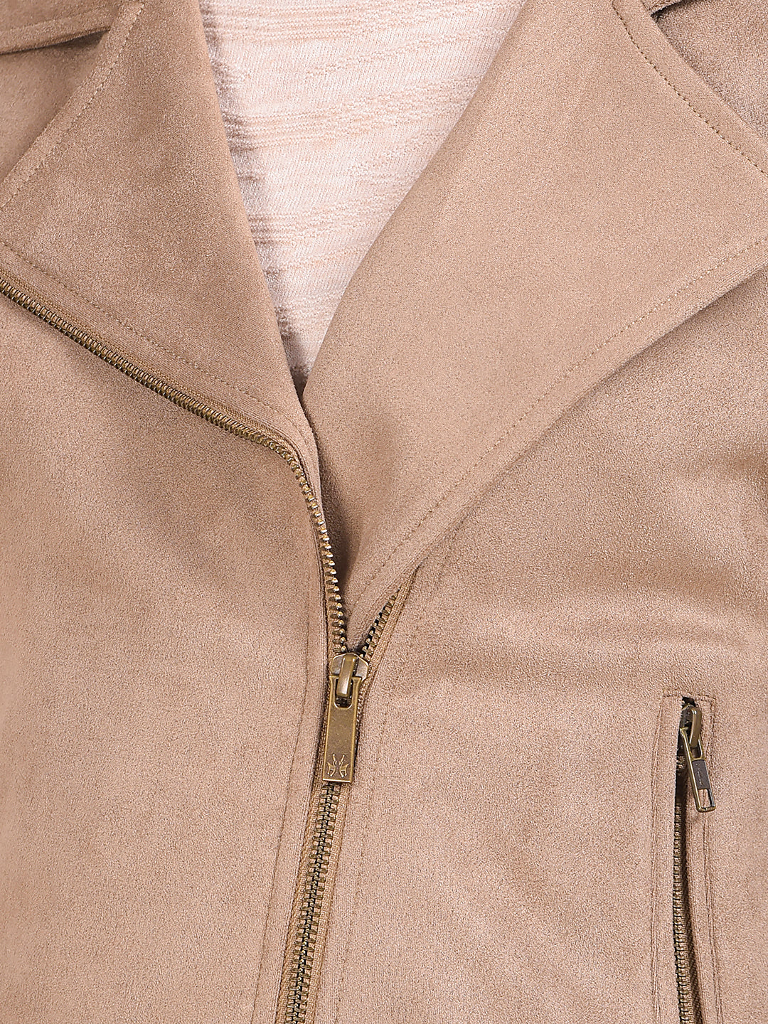 Beige Notched Lapel Jacket