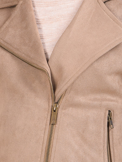 Beige Notched Lapel Jacket