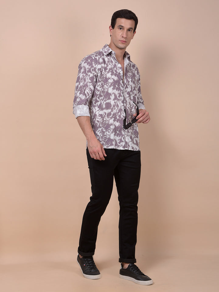 Purple Floral Print Shirt