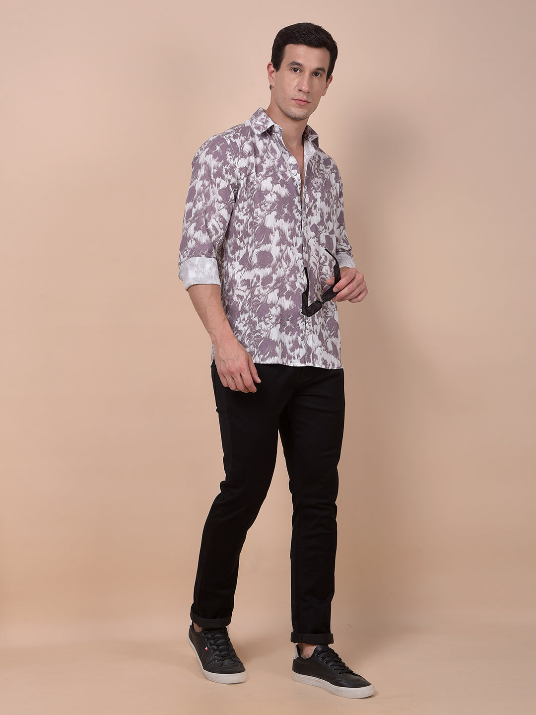 Purple Floral Print Shirt