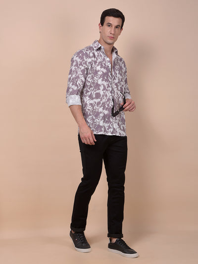 Purple Floral Print Shirt