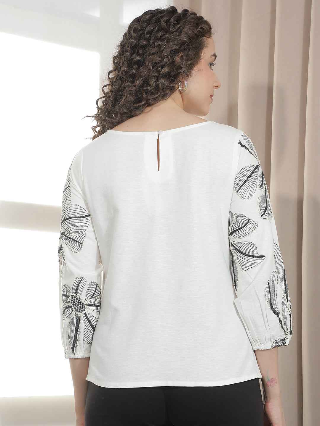 Chic White Minimalist Floral Top
