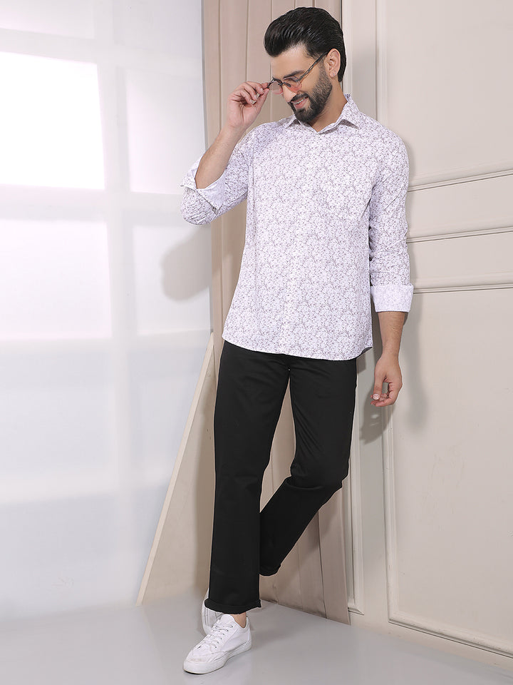 Purple Floral Print Shirt