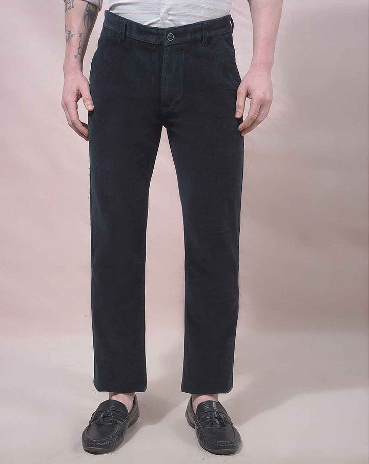 Navy Blue Straight Corduroy Trousers