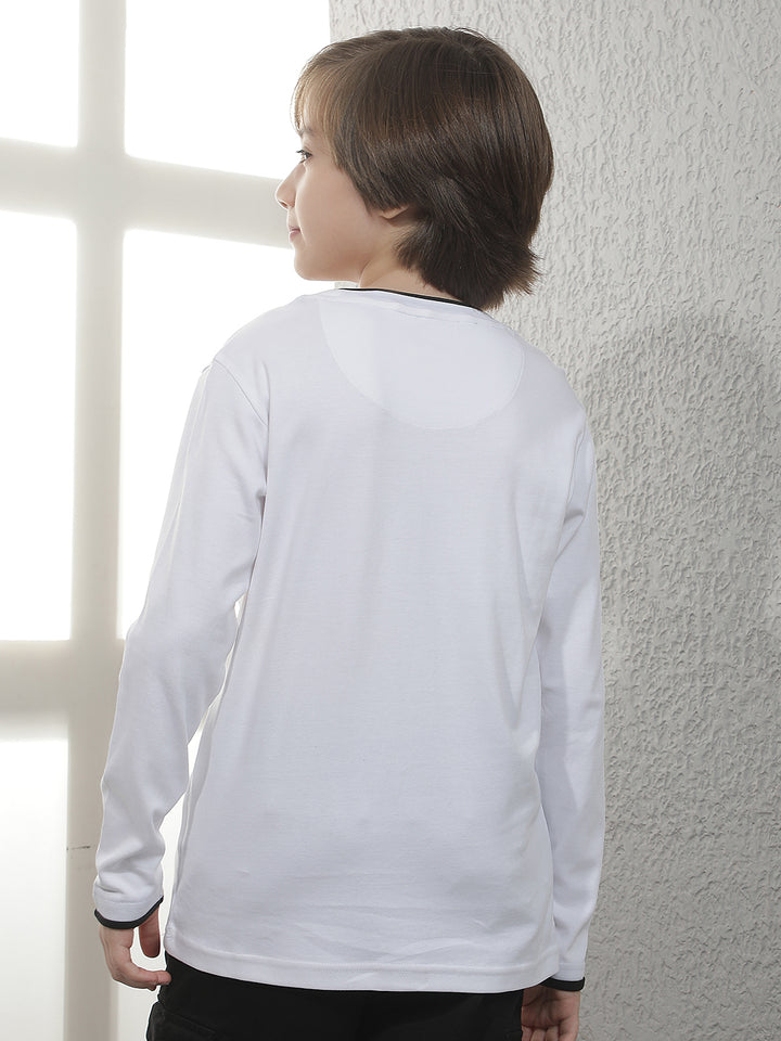 White Graphic Print 100% Cotton T-Shirt