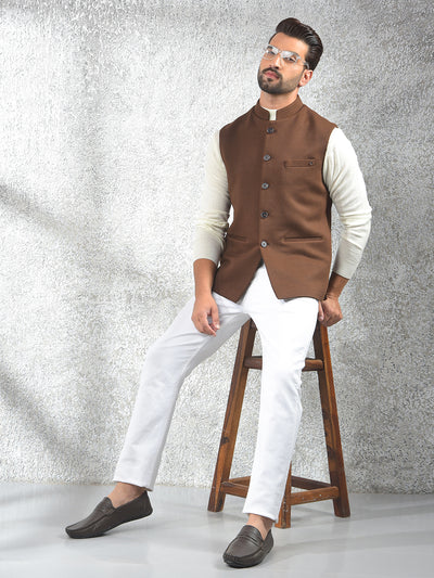Brown Jacquard Waist Coat