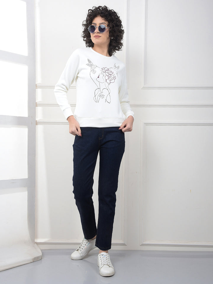 White Graphic Print Sweatshirt