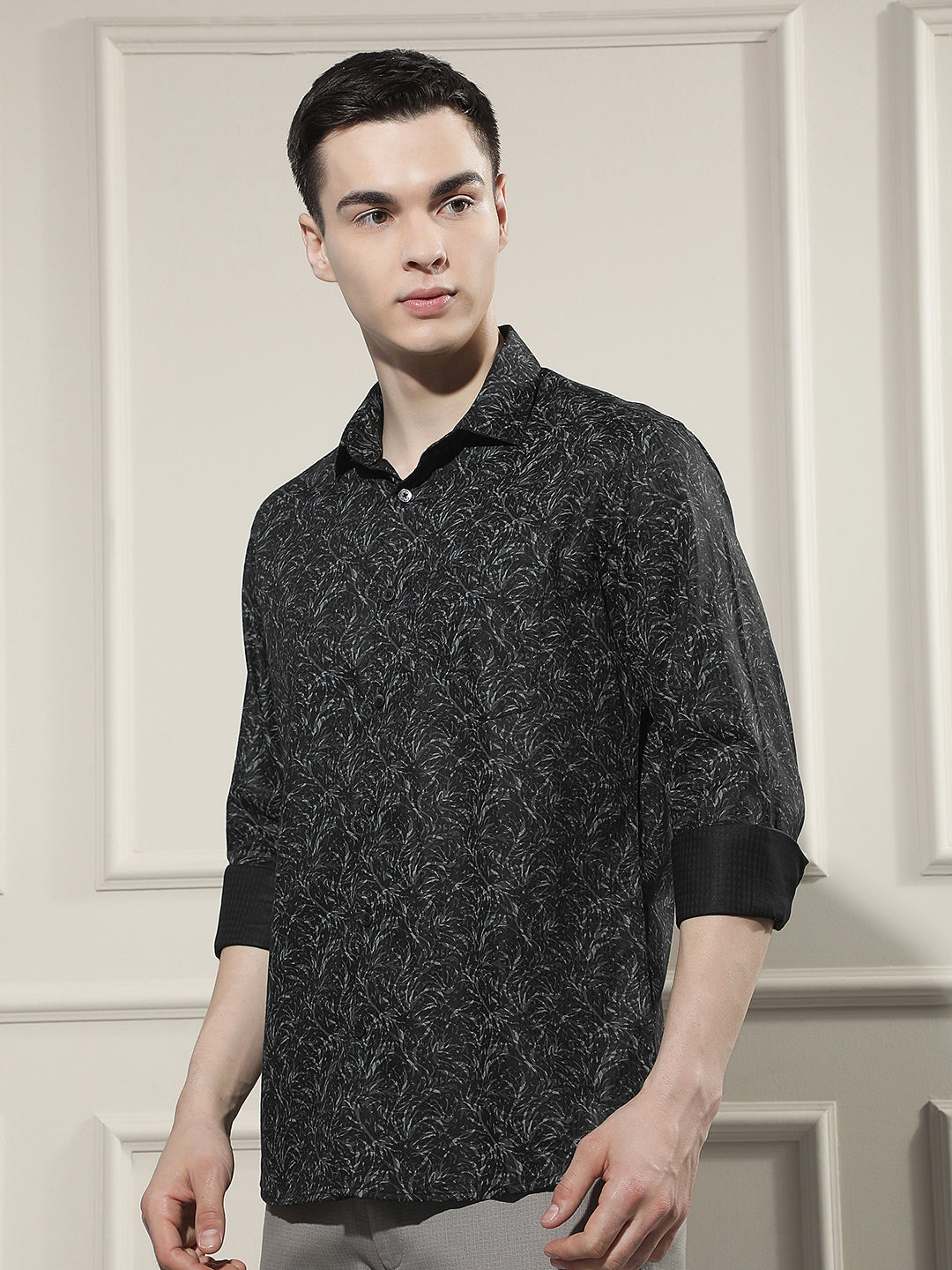 Olive Floral Print Shirt