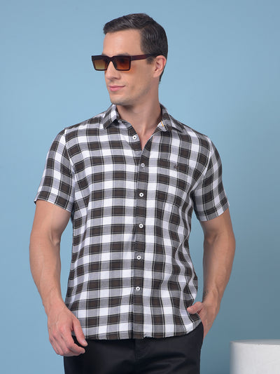 Olive Checked 100% Cotton Shirt