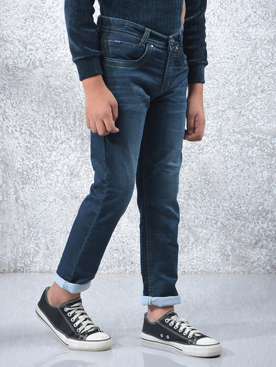 Stylish Tapered Fit Blue Jeans