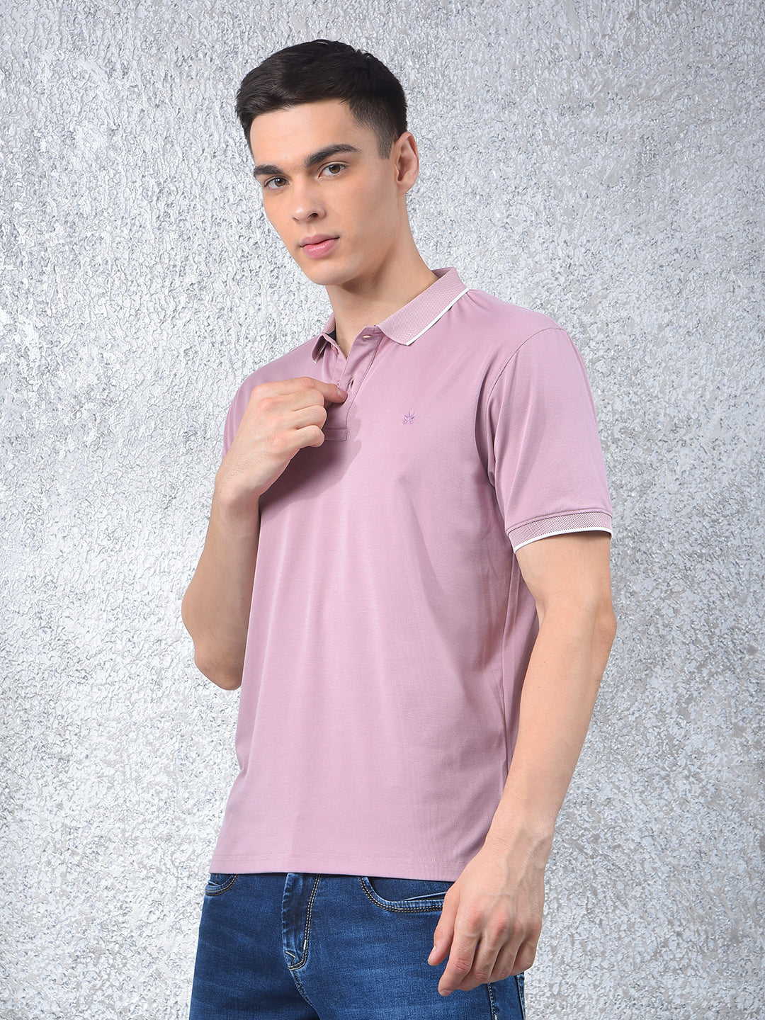 Peach Polo-Neck T-Shirt