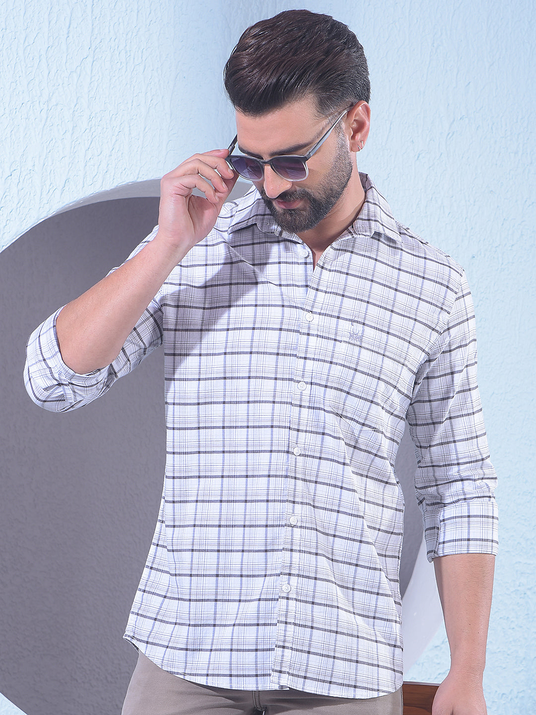 Brown Checked 100% Cotton Shirt
