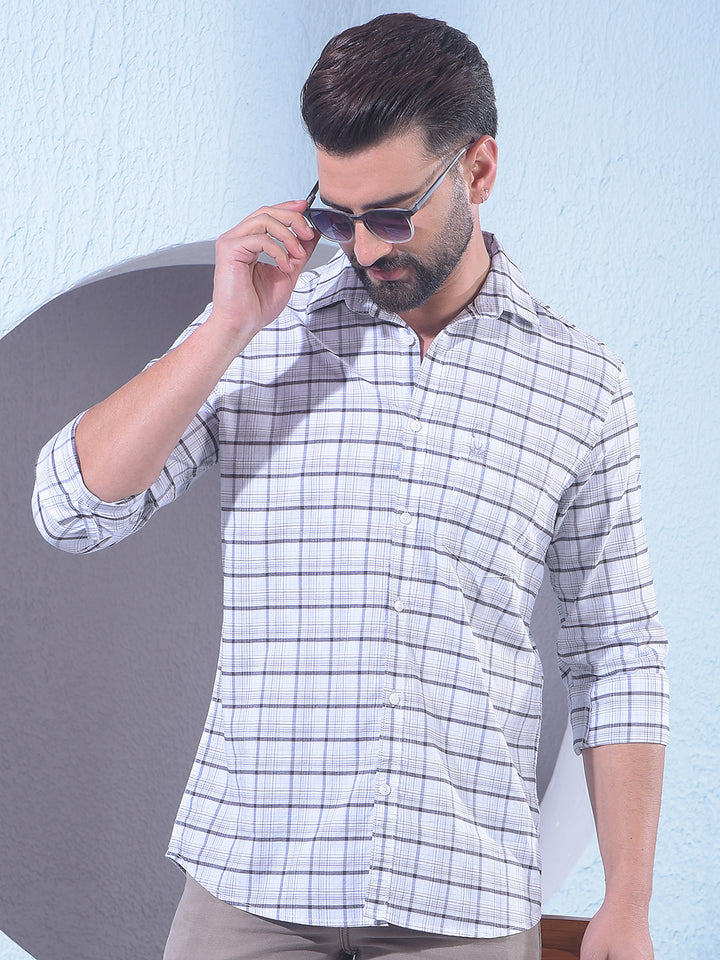 Brown Checked 100% Cotton Shirt