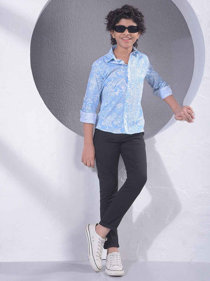 Blue Floral Print Shirt