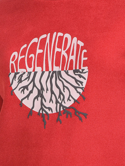 Red Typographic Print Sweatshirt