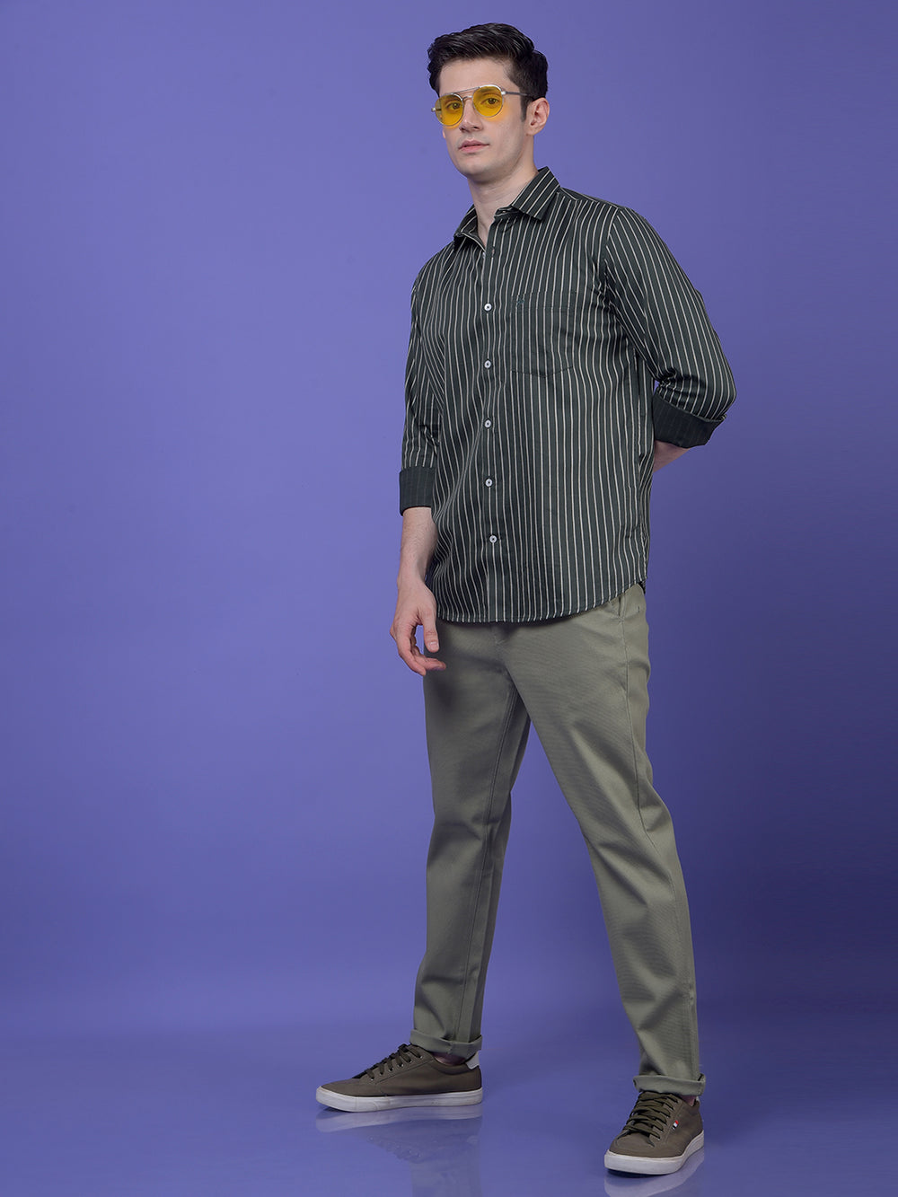 Green Vertical Stripes Shirt